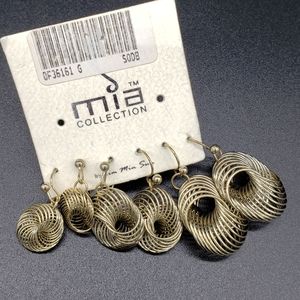 Mia Collection Spiral Dangle Earrings, Gold Tone